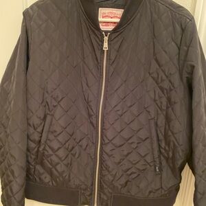 LEVI'S STRAUSS ~ WOMENS  X~ Large BLACK FULL ZIP QUILTED BOMBER JACKET COAT